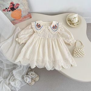 Vestito in cotone stile foresta per bambine, nuovo arrivo, con ricami floreali, colletto a revers, maniche lunghe, modello <span class=keywords><strong>principessa</strong></span> - Product Image 3