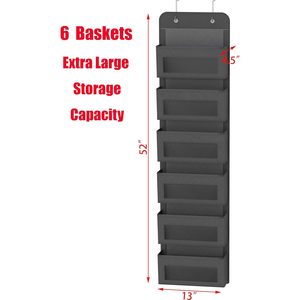 6 Pocket Over Door Storage Organizer Dark Gray Multifunctional Hanging Closet Rack For Baby Products Bedroom - Product Image 2