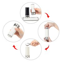 Ensemble de salières et poivrières 3 en 1 noir et blanc, écologiques, 60 ml x 2, en acier inoxydable, avec bocaux en plastique