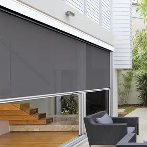 Roller Blinds Bermotor Modern Layar Zip Listrik Luar Ruangan untuk Rumah Kaca Ruang Berjemur