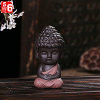 Petit Bouddha en céramique, décoration d'intérieur, artisanat Zisha, design zen asiatique, plateau à thé et ornement de voiture pour anniversaire