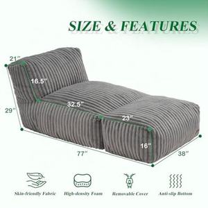 Sitzsack-Sofa für Erwachsene Sitzsack-Sessel Lounger Modularer Großer Sitzsack mit Memory-Schaum-Füllung für Wohnzimmer Balkon - Product Image 2