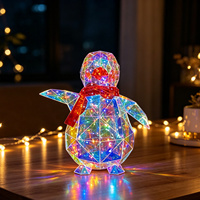 Décoration de pingouin LED de 30 cm, sculpture de pingouin lumineuse en PET, ornement de Noël moderne pour hall d'hôtel, centre commercial