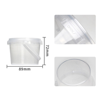 Seau à boisson rond en plastique pp pour crème glacée, 200g, 1kg, vente en gros, conteneur jetable de qualité alimentaire, seau en plastique transparent avec couvercle