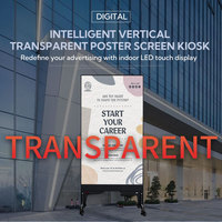 Kiosque d'affichage numérique LED transparent ultra-fin HD avec graphiques animés tactiles pour ascenseurs, magasins de détail, centres commerciaux et sols