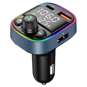 새로운 LED 백라이트 무선 5.0 FM 송신기 자동차 MP3 TF/U 디스크 플레이어 자동차 키트 어댑터 듀얼 USB QC3.0 PD 20W Type-c 고속 충전기