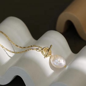 Collar de perlas naturales de agua dulce chapadas en oro amarillo de 18K, venta al por mayor - Product Image 4