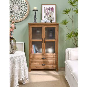 American Style Rustic Chunky Plank Recycled Pine <b>Wooden</b> Free-standing Living Room <b>Storage</b> <b>Cabinets</b> with 2 Drawers Home Furniture - Product Image 1