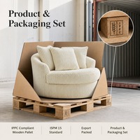 Fauteuil Cylindrique Crème Côtelé avec Coussins, Texture Large Côte, Base Ronde, pour Salon, Vente en Gros, Fournisseur d'Usine
