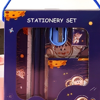 Ensemble de papeterie mignon pour enfants, six pièces, boîte cadeau pour fournitures scolaires, trousse à crayons, stylo, règle, ensemble pour étudiants