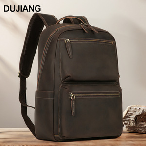 Dujiang Retro Leather <b>Backpack</b> <b>20L</b> Unisex Travel Bag Casual Outdoor Use - Product Image 2
