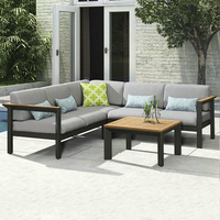 Ensemble de canapés de jardin en aluminium de luxe moderne, mobilier d'extérieur imperméable pour appartement, cour, patio, hôtel, villa, jardin