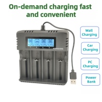 Chargeur de batterie LCD USB 4 emplacements HWD HD-8992A avec démarrage à zéro tension, entrée Type-C, universel pour batteries rechargeables Li-Ion/NiMH/AA/AAA