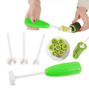 SHQS0154 4pcs/set Kitchen Gadget Vegetable Drill Digging Corer Tool Multi-functional Vegetable Spiral Cutter Spiralizer