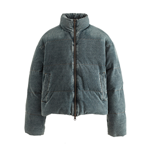 Cappotti in Denim da uomo con collo alto stile Vintage bianco 90% sbiadito - Product Image 1