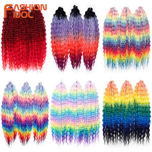 Extensions de cheveux en crochet Ariel Twist FASHION IDOL, 22 pouces, 3 pièces, vague d'eau, pour tresses colorées arc-en-ciel, bouclées, teintées, haute température - Product Image 1