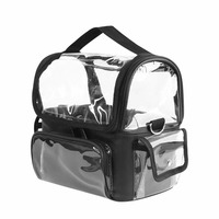 Boîte à maquillage transparente, grande capacité, sac cosmétique multi-poches avec compartiment suspendu pour les voyages et les maquilleurs