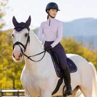 Haut de base équestre pour femmes, anti-UV 50+, antimicrobien, extensible à 360°, pour l'entraînement d'équitation