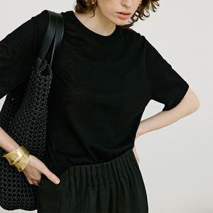 Maglione T-Shirt Unisex in <span class=keywords><strong>Lana</strong></span> <span class=keywords><strong>Merino</strong></span> e Cotone, Stile Vintage, Casual, Ecologico, Anti-Restringimento, Maglia Larga, Produzione OEM - Product Image 4