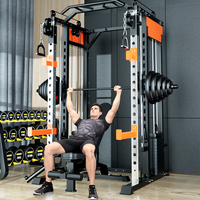 Estación de Gimnasio Multifuncional Todo en Uno para el Hogar, Soporte para Sentadillas, Máquina Smith, Equipo para Ejercicios de Hombros, Pecho y Piernas