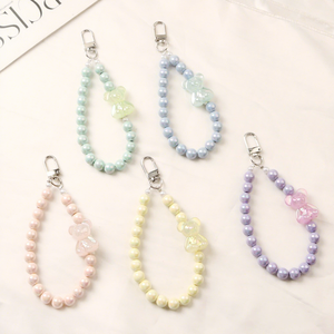 Nuevo Llavero Metálico para Coche, Colgante Creativo con Cadena de Cuentas Coloridas, Accesorios de Oso de Resina, Decoración para Estuche de Auriculares y Bolsos - Product Image 1