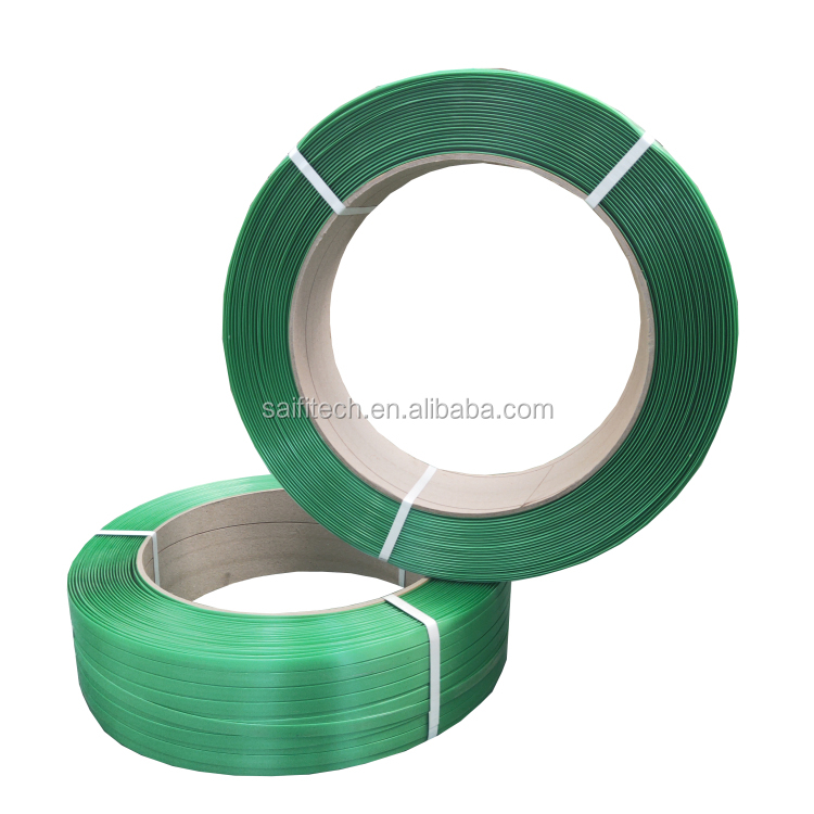 Groen reliëf plastic strapping PET verpakking bricks timbers 16mm breedte groene pet plastic strip