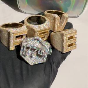 Joias de Prata Esterlina Personalizadas Moda Fina Hip Hop Prata <span class=keywords><strong>Real</strong></span> 925 para Homens Anel de Diamante Moissanite - Product Image 5