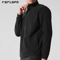 Chaqueta de rendimiento extragrande personalizada con cremallera completa y bordado, ecológica, ligera, 100% algodón orgánico, para primavera