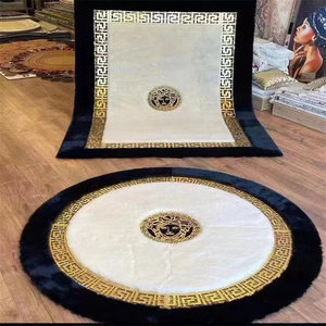 שטיחים עגולים רכים ופרוותיים בהתאמה אישית מסיבי פרווה דמוי ארנבת לסלון - Product Image 1