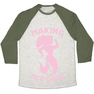 Making Mer-Gains Unisex Tri-Blend <b>Baseball</b> <b>Tee</b> - Product Image 4