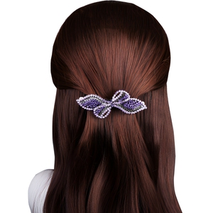 Jepit Rambut Kristal Paduan Logam Grosir - Pita Sutra 8.5cm Model Pegas Elegan Buatan Tangan untuk Wanita, Hadiah Hari Valentine dalam Kemasan Karton - Product Image 6