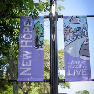 Custom Double Sided Vinyl Sign <b>for</b> Street Light <b>Pole</b> Outdoor Usage Banner <b>Flag</b> - Product Image 2