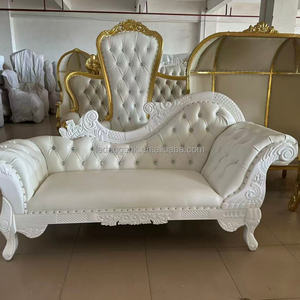 Meilleur vendeur LEDA Canapé de scène de mariage blanc à deux places Design contemporain Mariée et marié Double cuir PU imitation pour hôtels - Product Image 2