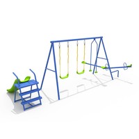 Ensemble de jeux d'extérieur commercial entièrement personnalisable pour garderies, comprenant balançoire, piscine à balles et jeu de paddle-ball, pour enfants