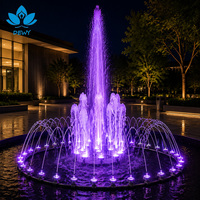 Fontaine extérieure commerciale moderne en acier inoxydable avec lumières LED multicolores, design durable pour hôtels et parcs