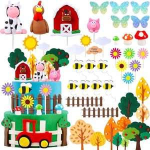 Set <span class=keywords><strong>de</strong></span> Adornos para Pastel <span class=keywords><strong>de</strong></span> Cumpleaños con Temática <span class=keywords><strong>de</strong></span> Animales <span class=keywords><strong>de</strong></span> Granja, Decoración para Pastel con Diseño <span class=keywords><strong>de</strong></span> Vaca, <span class=keywords><strong>Gallo</strong></span>, Cerdo, Granero, Abeja, Flor y Árbol, Artículos para Fiestas - Product Image 3