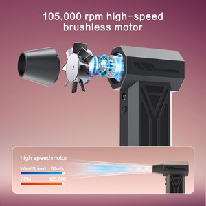 เครื่องเป่าฝุ่นไฟฟ้าแบบไร้สาย ใช้แทนลมอัด ชาร์จซ้ำได้ ความเร็ว 105000 รอบต่อนาที แบตเตอรี่ 4000mAh สำหรับพีซี แล็ปท็อป คีย์บอร์ด - Product Image 4
