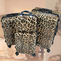 Bagage à roulettes unisexe sexy motif léopard avec fermeture à glissière rotative à 360 degrés ABS + PC