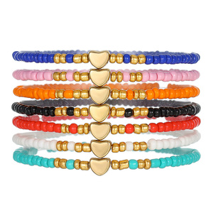 Ethnic Style Seed <b>Bead</b> <b>Bracelet</b> Heart Shape Multi Layered Color Block Women Jewelry Plastic Unisex Summer 2025 - Product Image 5