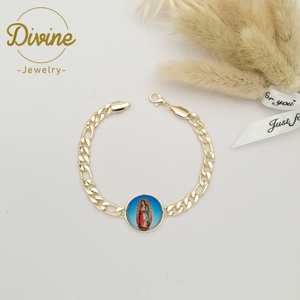 Bracelet religieux <span class=keywords><strong>Divino</strong></span> Nino Jésus Saint Jude Vierge Marie, bracelet en alliage plaqué or 14 carats, bracelet Figaro de haute qualité - Product Image 5
