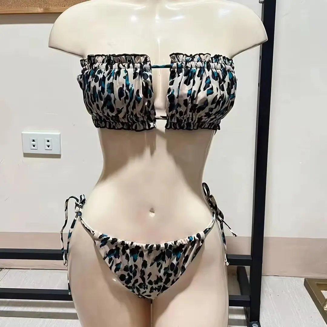 2024 Phụ Nữ Hot 2Pcs Nhung Sexy Halter Eo Cao Băng Đồ Bơi Áo Tắm Bikini Bơi Tắm
