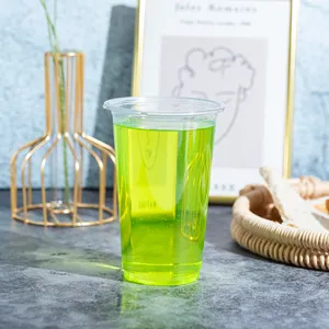 KAIDA personaliza copo de plástico ecológico para embalagem de bebidas ecológicas com logotipo personalizado, copo de plástico para suco, copo de plástico único