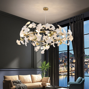 Candelabros de techo alto con forma de rama de árbol de hojas de porcelana moderna para sala de estar Interior - Product Image 3