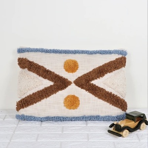 Embroidered Texture Modern Ivory and Yellow Tassel 100% Cotton <b>Cushion</b> <b>Cover</b> Soft Home Decor Wholesale Price - Product Image 5