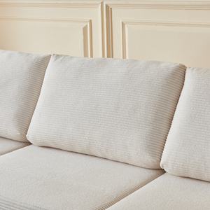 Sofá Modular en Forma de L, Tapizado en Tela de Franela Sherpa, de Tres Plazas, para Apartamento, Villa, Sala de Estar, Color Beige - Product Image 6