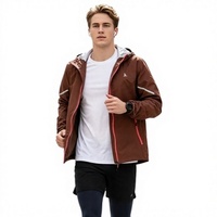 Blouson de randonnée imperméable, coupe-vent et respirant pour homme avec logo personnalisé, coutures entièrement thermocollées, fermeture éclair, idéal pour l'automne, coque anti-pluie OEM