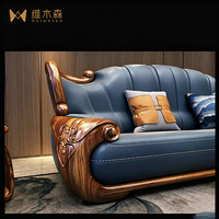 Neues chinesisch-inspiriertes U-förmiges modulares Villen-Sofa-Set aus Ebenholz und Echtleder im minimalistischen europäischen Design für luxuriöse Wohnzimmer