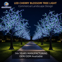 Arbre artificiel à fleurs de cerisier LED commercial, éclairage extérieur IP65, pour parcs à thème, mariages, complexes hôteliers, décorations lumineuses de vacances