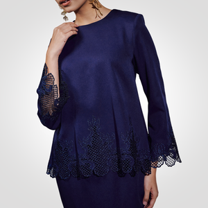 SIPO Luxury Malaysia Baju Kurung Estilo de estampado modesto con escote redondo de estilo Kedah único y cremallera oculta en la espalda al por mayor - Product Image 4