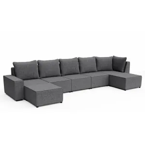 Wholesale Modern Sectional Sofa Solid Wooden Living Room Sofas French Modular Sofa Cover L Shape 7 Seater Corner Couch